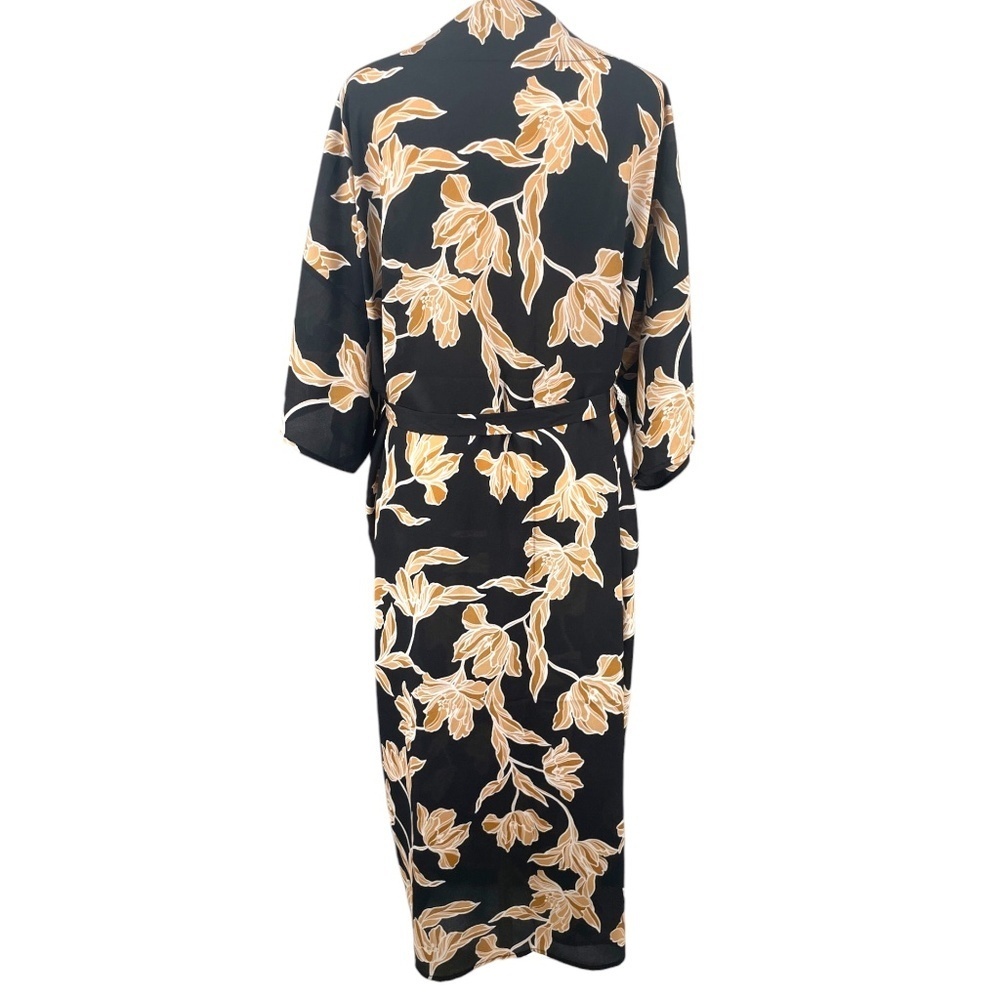 Maison Du Soir Floral Print Kimono Robe, Black/Go… - image 6